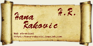 Hana Raković vizit kartica